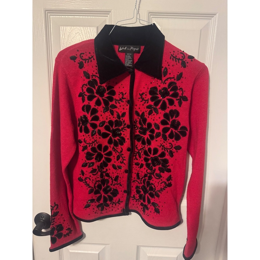 Vintage Christmas Work in Progress Cardigan Sweater Size medium‎